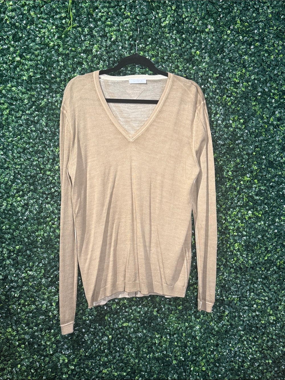 Prada Neutral Tan V-Neck Sweater